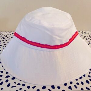HAUTE SHORE Sol Riot sun hat white orange hot pink adjustable interior fit NEW